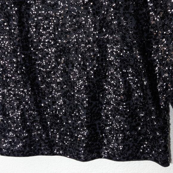 J.Crew Women's Sequin Top Quiet Party Luxe Black XS Refined Sparkle Minimal Glam - Picture 4 of 9